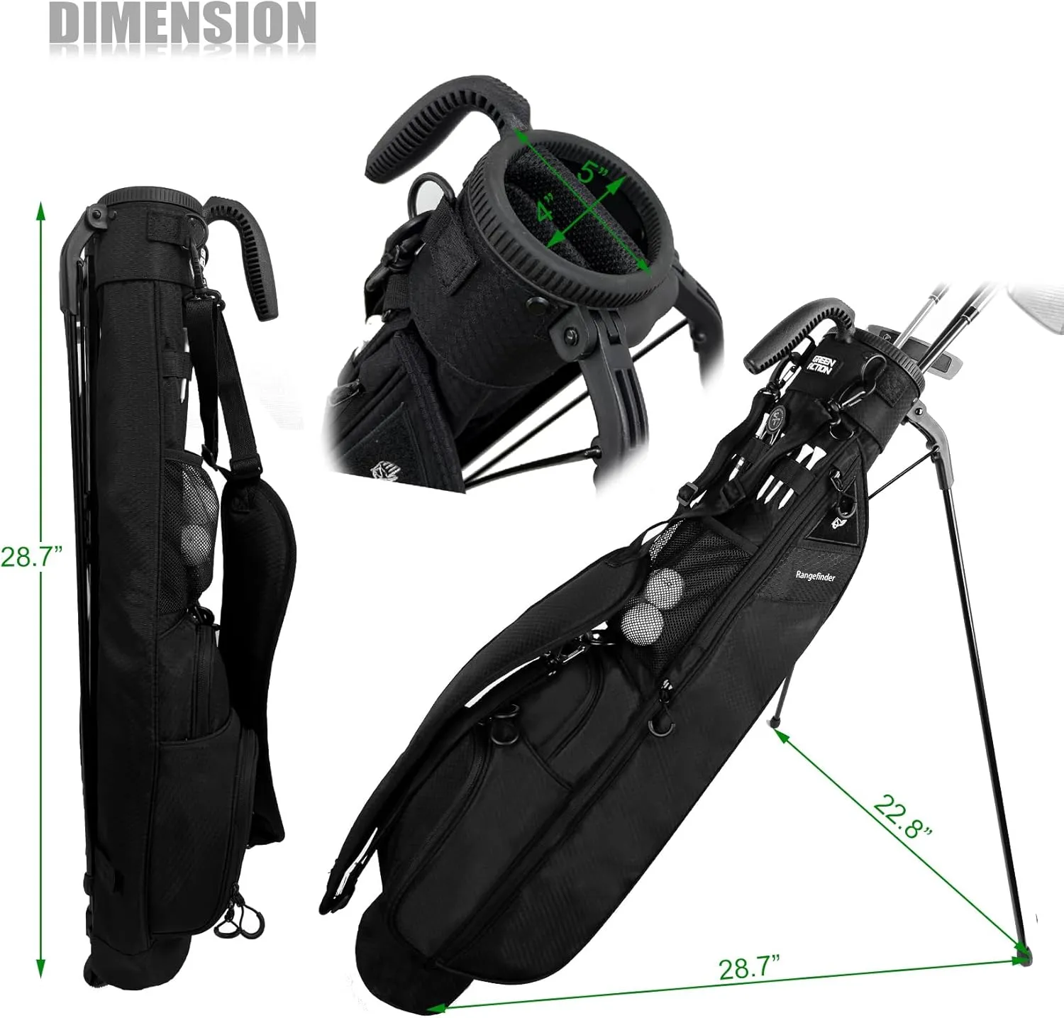 Sunday Golf Bag with 3-Point Strap & Stand – Lightweight Carry Bag with Cooler Pocket, Dual Valuables Pouches, Magnetic Tool Holder – Holds 5-6 Clubs for Par 3, Walking & Travel