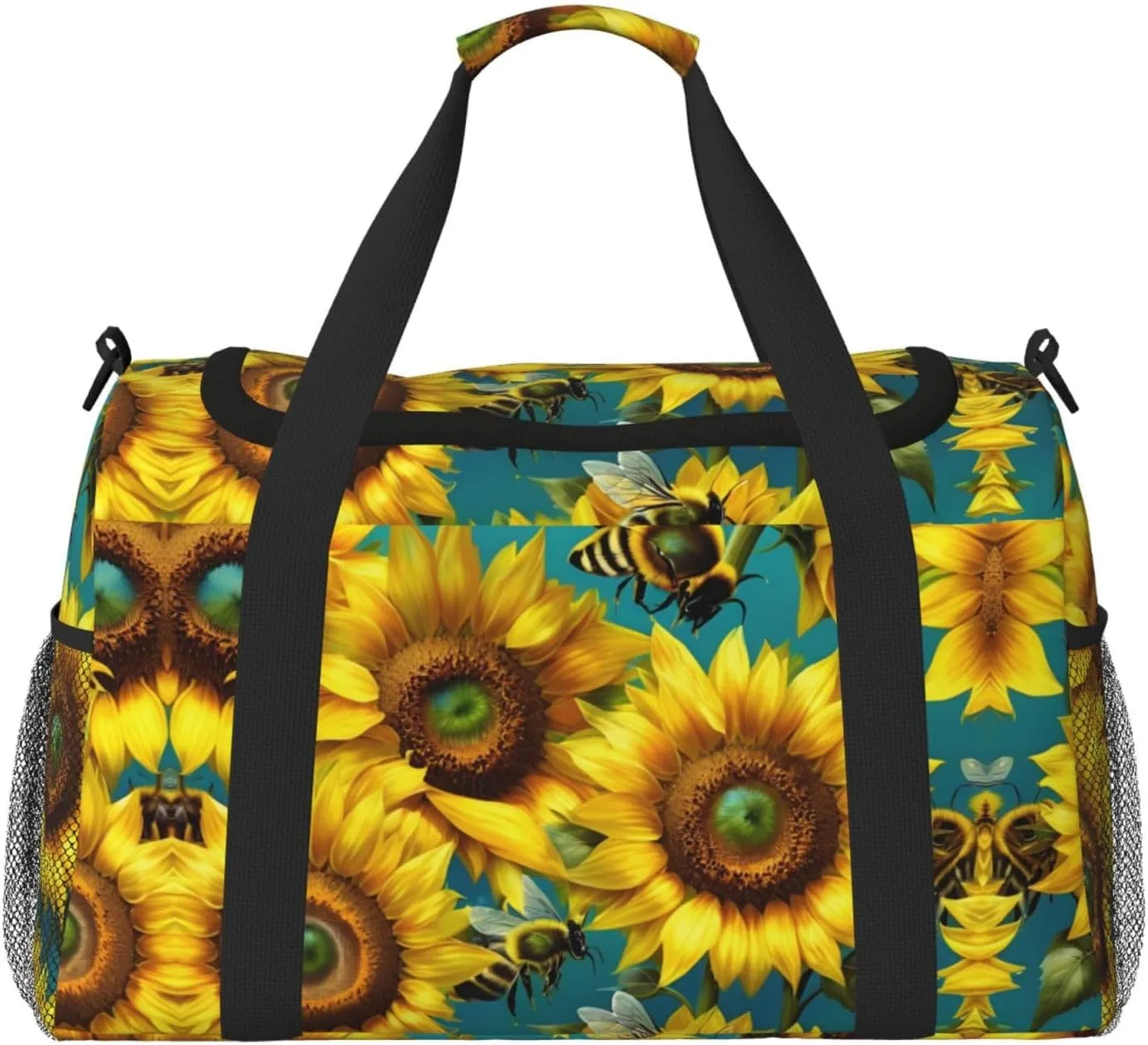 Sunflower Bees print Weekender Overnight Carry On Bag Gym Luggage Bag Duffel Bag for Travel Women