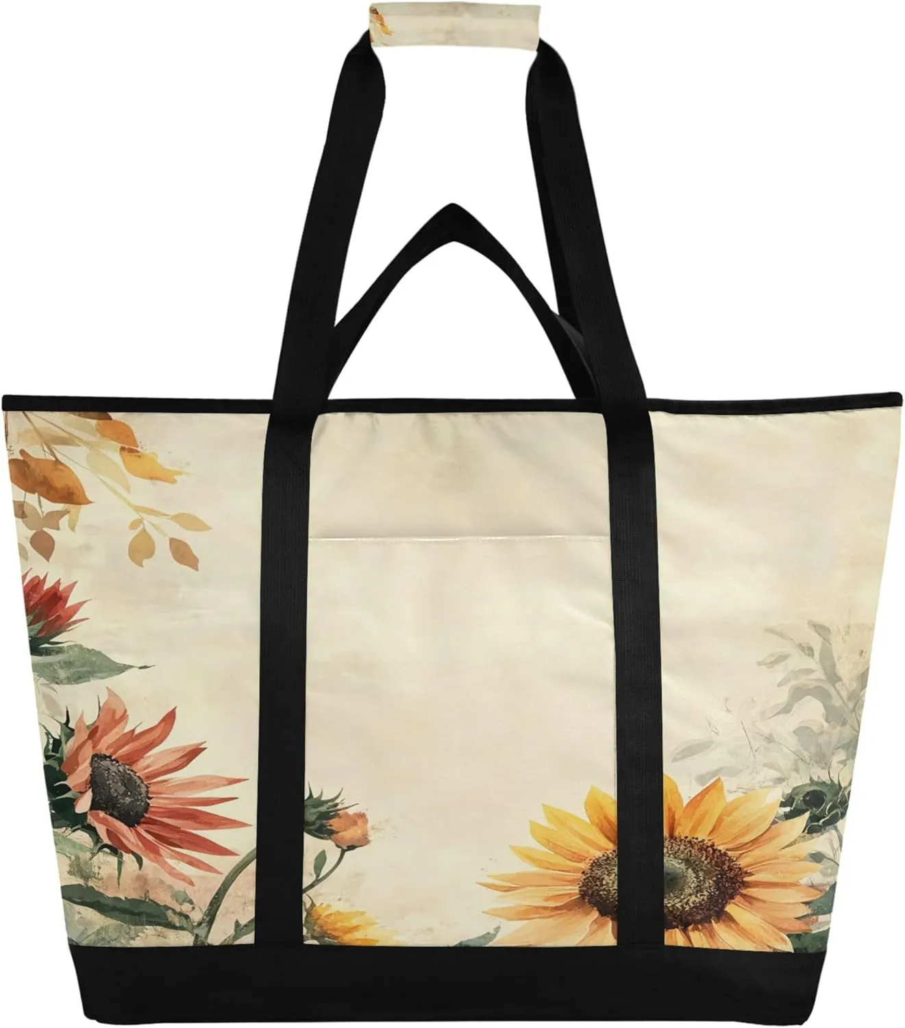 Sunflower Reusable Insulated Cooler Bag with Ice Pack Compartment - Large 130L Waterproof Thermal Grocery Tote for Picnic Beach Camping Lunch Storage