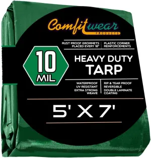 Super Heavy Duty Tarp Cover Reinforced Grommet Multi-Purpose Pool Cover Boat Tarp Camping Tarp UV Resistant Waterproof Tarpaulin Canopy Tent Waterproof Tarp Cover (Green-Black, 5' X 7')