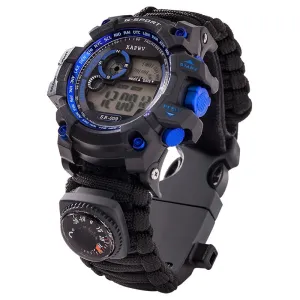 Survive Outdoor Watch Emergency with Night Vision 50M Waterproof Paracord Knife Compass Thermometer Whistles