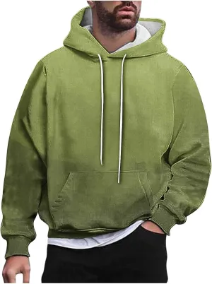 Sweatshirts for Men Oversized Casual Long Sleeve Gradient Drawstring Hoodies Loose Fit Hooded Sweatshirt with Pocket