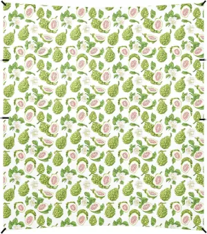 Sweet Green Fruit White Foldable Beach Cabana UPF50 Water-Resistant Large Sun Shade with Sandbags & Sand Shovel for Camping, Picnics, Backyard