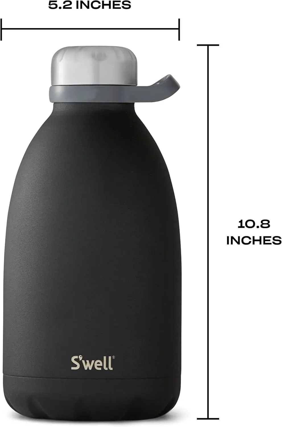S'well Stainless Steel Roamer Bottle, 64oz, Onyx, Triple Layered Vacuum Insulated Containers Keeps Drinks Cold for 72 Hours and Hot for 24, BPA Free