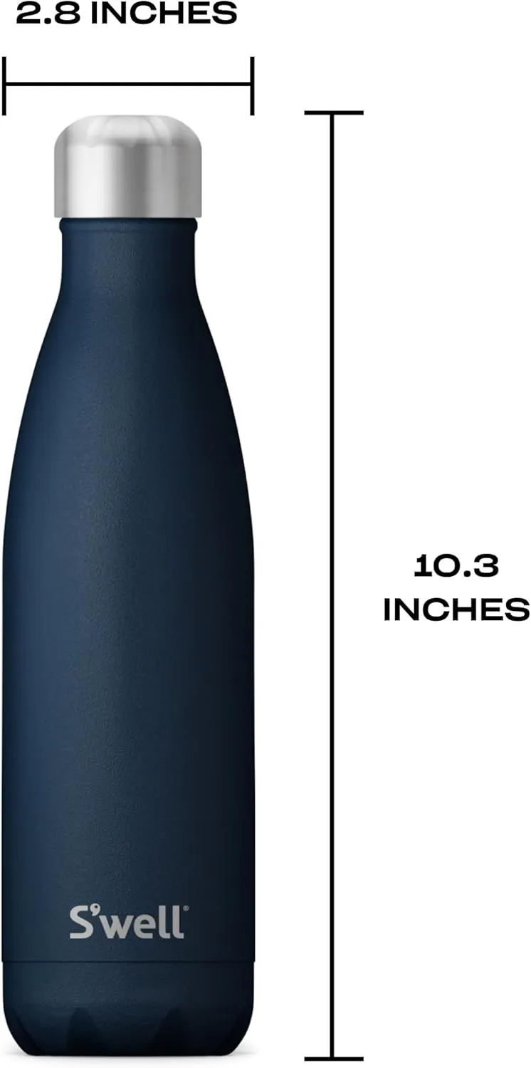 S'well Stainless Steel Water Bottle, 17oz, Azurite, Triple Layered Vacuum Insulated Containers Keeps Drinks Cold for 36 Hours and Hot for 18, BPA Free, Perfect for On the Go