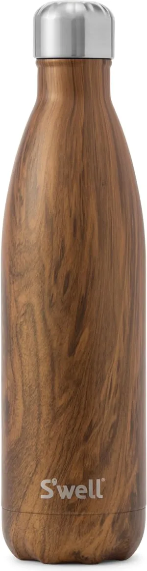 S'well Stainless Steel Water Bottle, 25oz, Teakwood, Triple Layered Vacuum Insulated Containers Keeps Drinks Cold for 48 Hours and Hot for 24, BPA Free, Perfect for On the Go