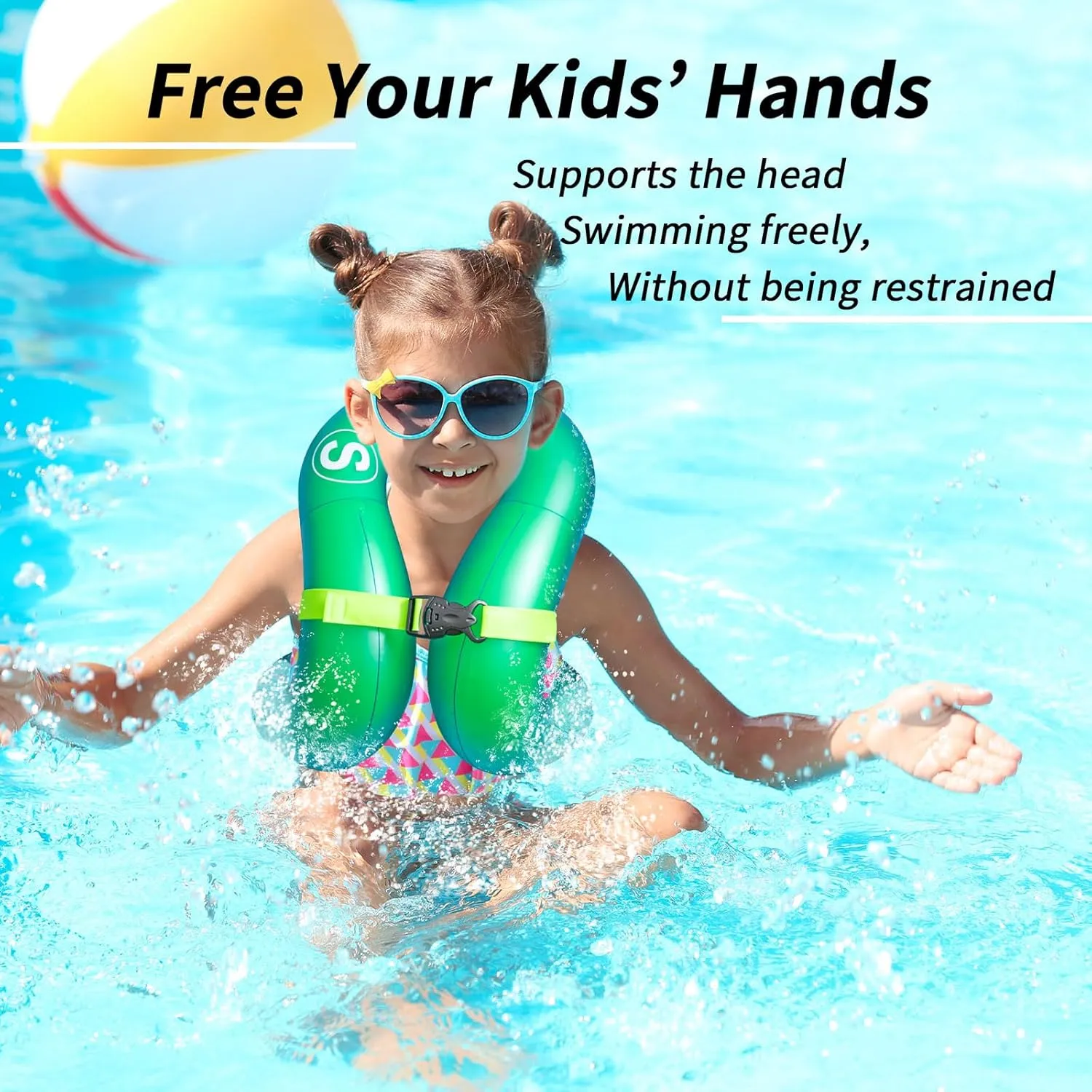 Swim Vest, Inflatable Swim Jacket, Pool Floaties, Lightweight Buoyancy Aid Floation for Toddler Kids Teens Adults