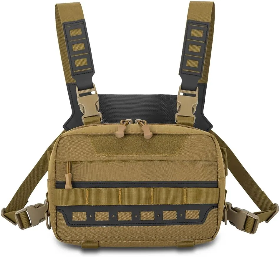 Tactical Chest Rig Pack, Breathable Running Chest Bag, Molle Sports Utility Chest Pack for Running Hiking Cycling