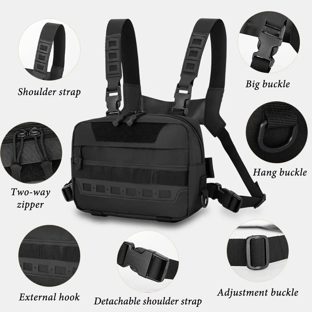 Tactical Chest Rig Pack, Breathable Running Chest Bag, Molle Sports Utility Chest Pack for Running Hiking Cycling