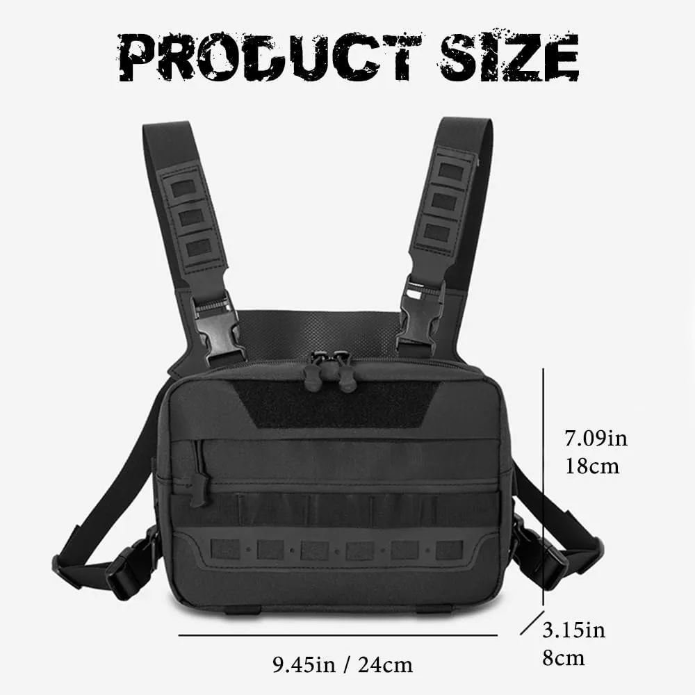 Tactical Chest Rig Pack, Breathable Running Chest Bag, Molle Sports Utility Chest Pack for Running Hiking Cycling