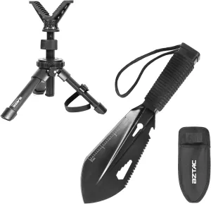 Tactical Compact Rapid Shooting Rest Hunting Tripod Adjustable Height Tripod with Shovel