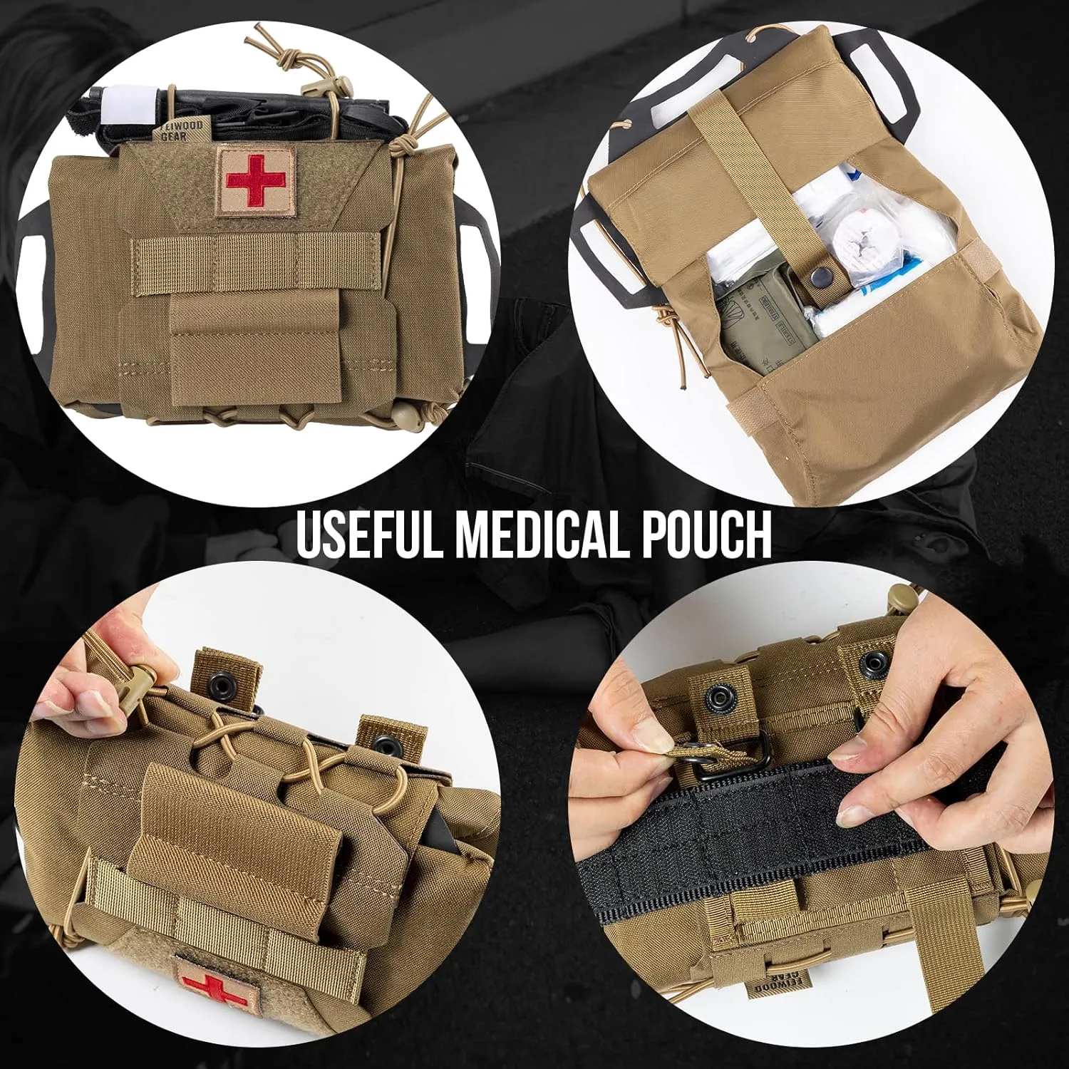 Tactical IFAK Pouch, Rapid Tear-Away First Aid Kit Two-Piece System Medical Pouches Emergency Survival Bag for Outdoor Travel Hiking