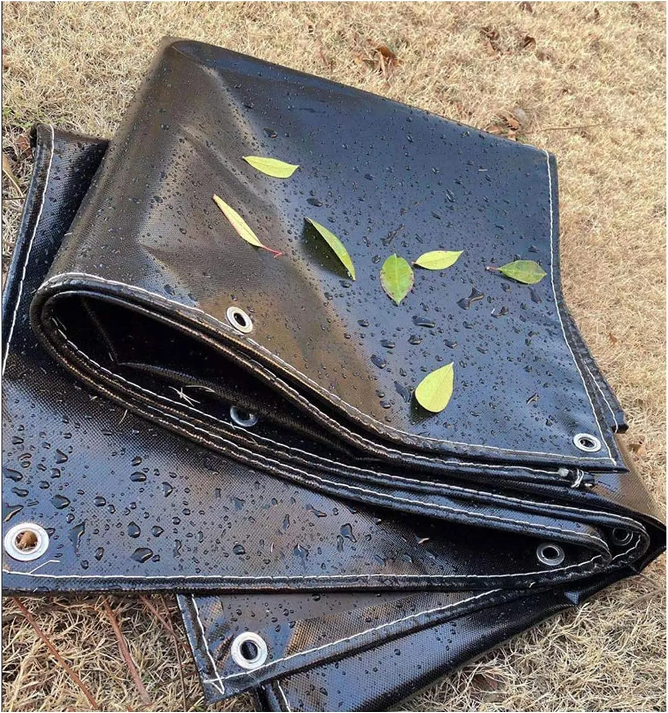 Tarp LJIANW Camping Tent Tarp Awning Groundsheet Ground Sheet Shelter Waterproof Heavy Duty PVC 450g/㎡ for Pavilion Truck Balcony Swimming Pool (Color : Black, Size : 1.8x1m)