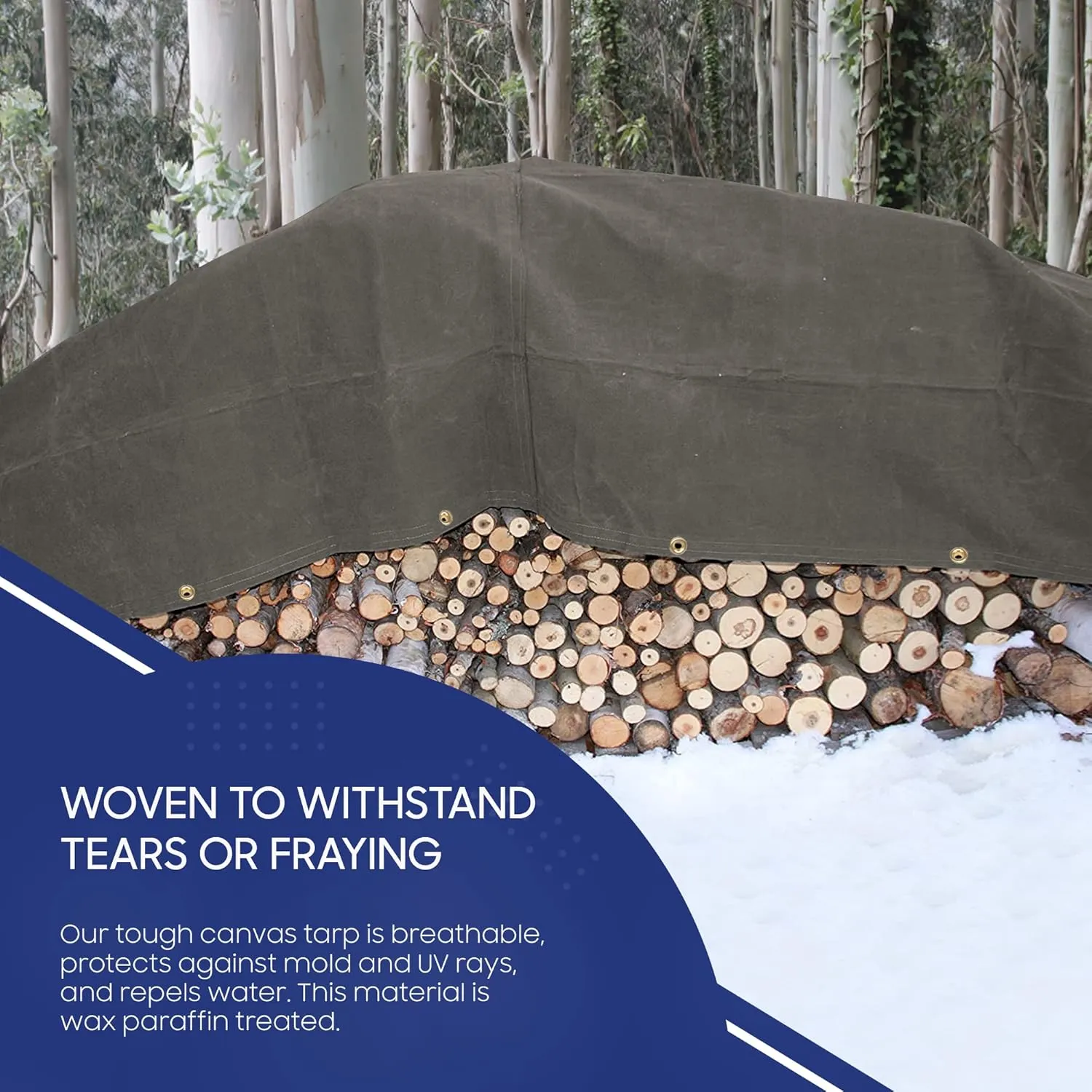 Tarps Now 12x16 ft Fire Retardant Canvas Tarp | 18 MIL Heavy Duty, Flame Retardant, Tear Resistance, Reinforced Edges, Brass Grommets | Ideal for Fire Prevention, Construction, Repairs | Olive Color