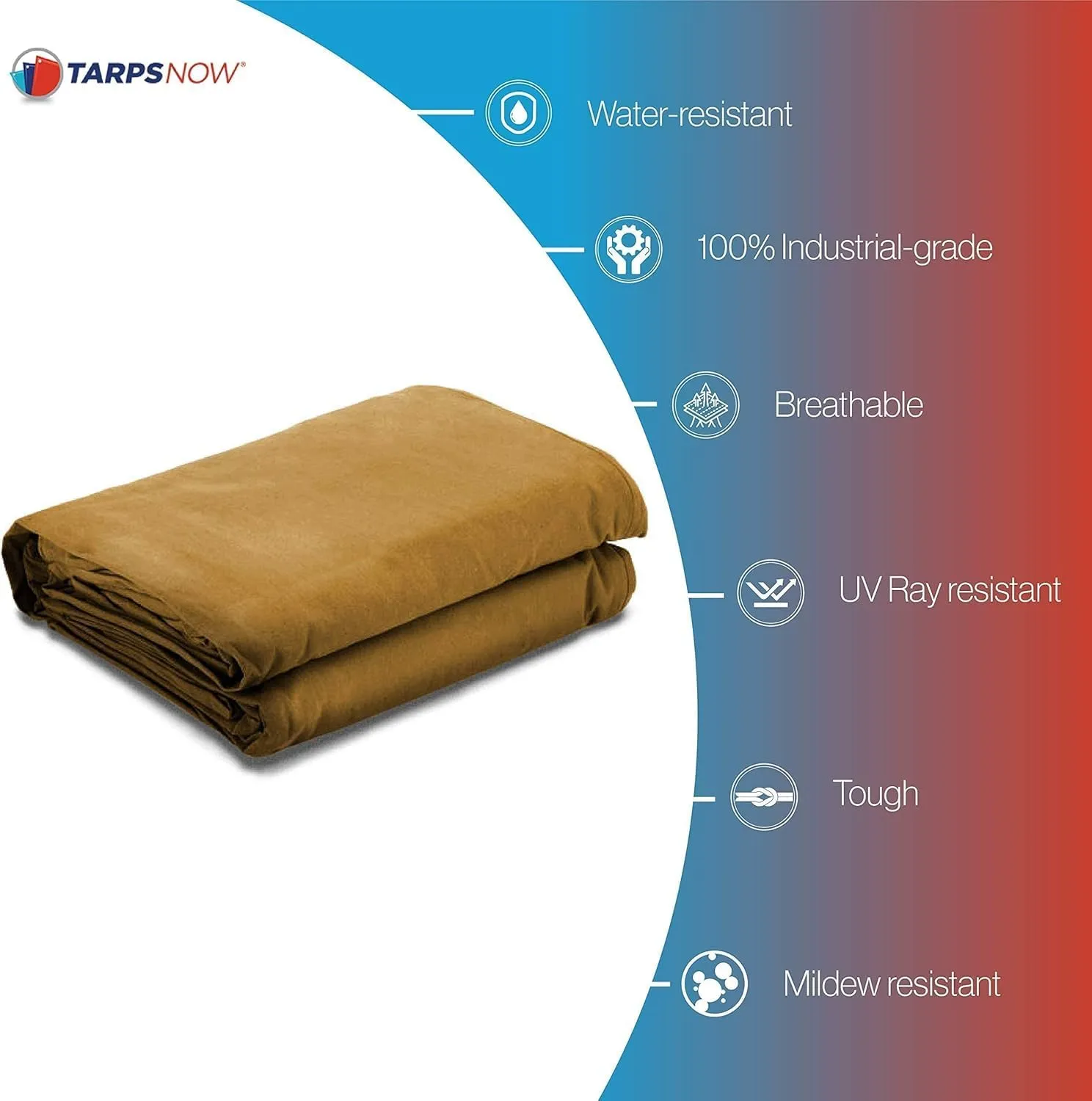 Tarps Now 5x7 ft Heavy Duty Canvas Tarp | 18 MIL Industrial Grade, Tear Resistant, Reinforced Edges, Nickel Plated Grommets | Ideal for Construction, Trucking, Manufacturing, Automotive – Tan Color