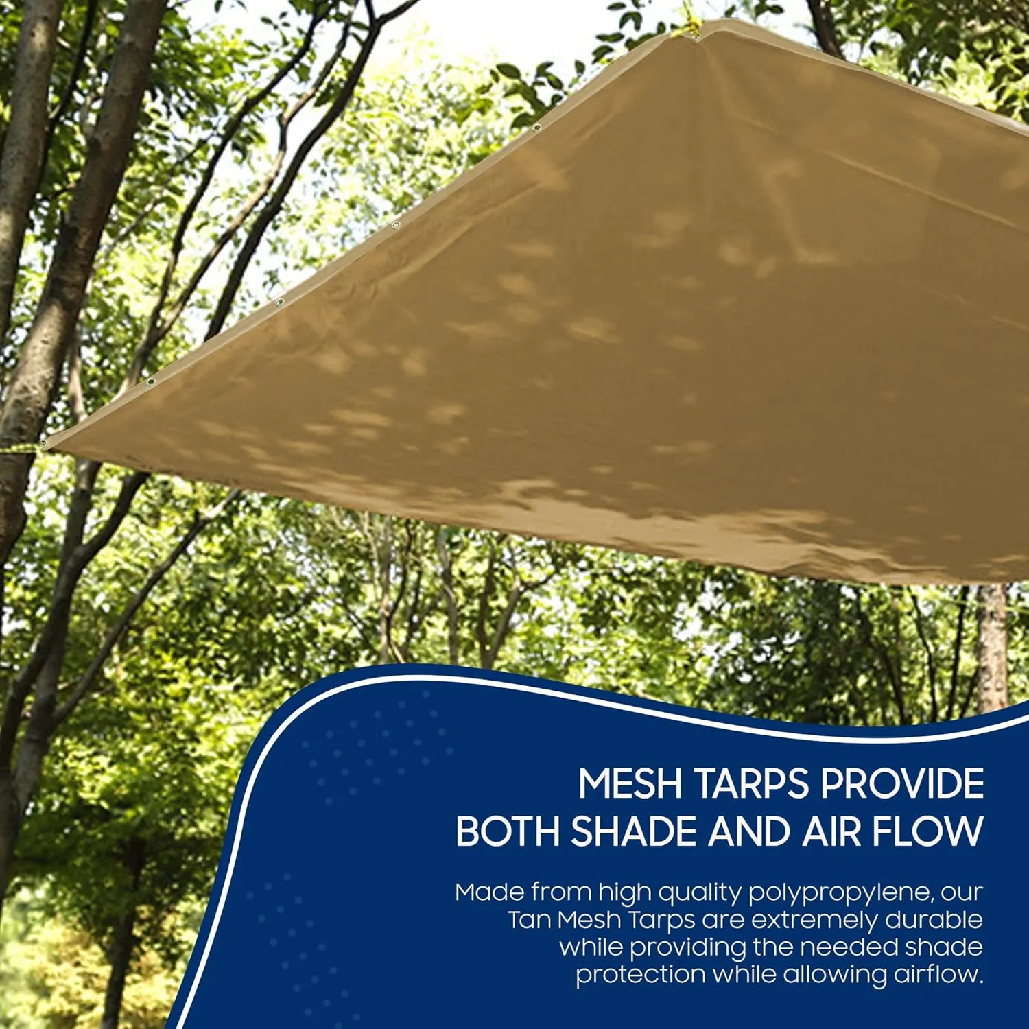 Tarps Now 6x10 ft Heavy Duty Mesh Tarp, 75% Shade Cloth with Brass Grommets & Reinforced Edges, Multipurpose Protective Cover Tarpaulin with Air Flow for Dump Trucks, Tie Downs, & Canopies -Tan
