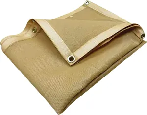 Tarps Now 6x10 ft Heavy Duty Mesh Tarp, 75% Shade Cloth with Brass Grommets & Reinforced Edges, Multipurpose Protective Cover Tarpaulin with Air Flow for Dump Trucks, Tie Downs, & Canopies -Tan