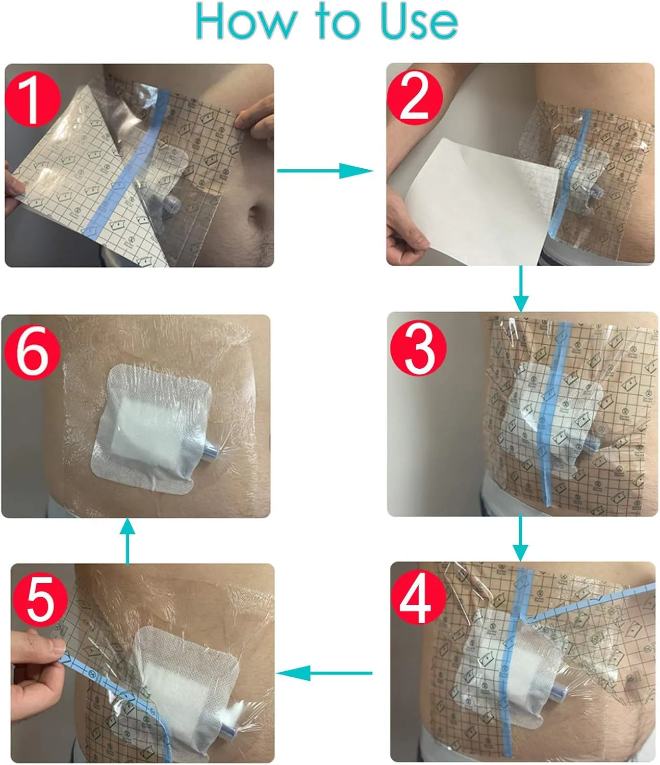 Tattoo Aftercare Bandage 6x6 inch Second Skin Healing Protective Clear Adhesive Film Dressing Supplies Cover for Large Port Surgery Incisions Guard Bath Wounds Patch (Pack of 50)