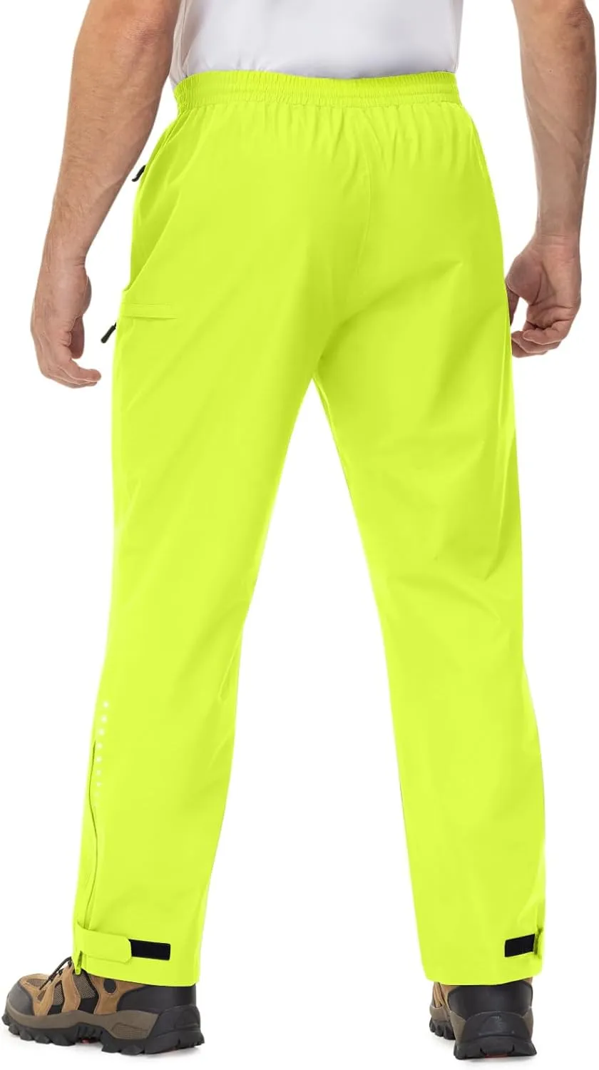 TBMPOY Men's Rain Pants Waterproof Zipper Lightweight Breathable Mesh with 3 Zipper Pockets Rain Gear Work Motorcycle
