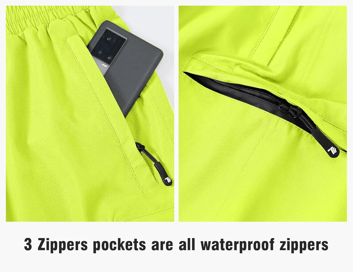 TBMPOY Men's Rain Pants Waterproof Zipper Lightweight Breathable Mesh with 3 Zipper Pockets Rain Gear Work Motorcycle