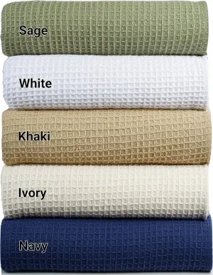 Tex Trend 100% Cotton Blankets King Size – Durable and Versatile Waffle Weave Blankets for Year Round Coziness – Breathable & Lightweight - Khaki (90”x108”)