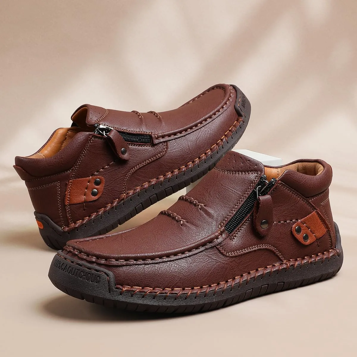 The First Young Driving Boots Men Handmade Leather Slip-On Driving Boots Travel & Outdoor