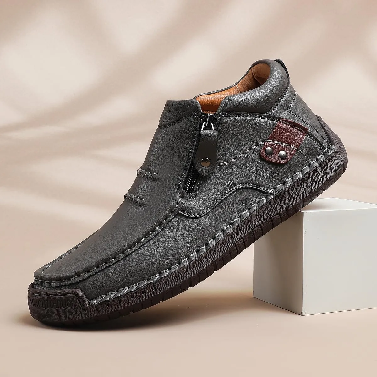 The First Young Driving Boots Men Handmade Leather Slip-On Driving Boots Travel & Outdoor