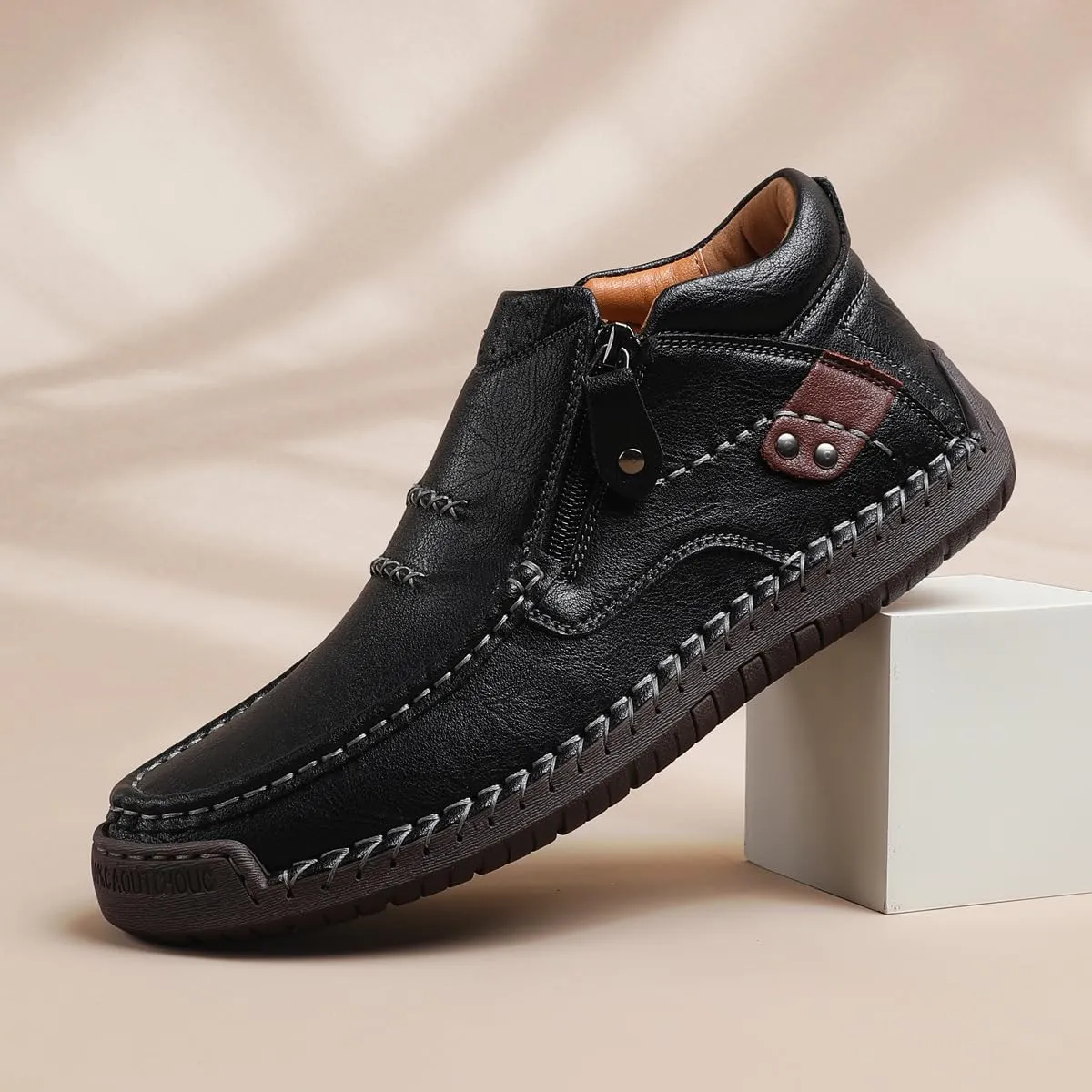 The First Young Driving Boots Men Handmade Leather Slip-On Driving Boots Travel & Outdoor