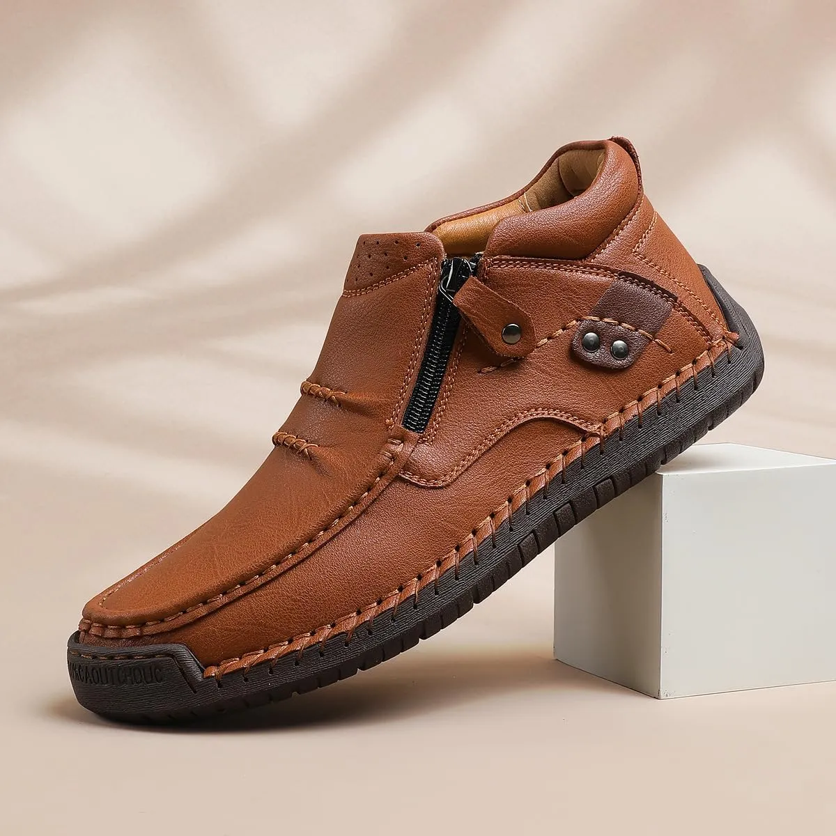 The First Young Driving Boots Men Handmade Leather Slip-On Driving Boots Travel & Outdoor