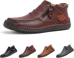 The First Young Shoes Men, Handmade Premium Leather Slip On Driving Boots, Outdoor Casual Shoes