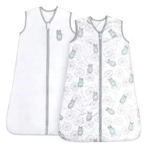 TILLYOU Sleep Sack 12-18 Months - 0.5 TOG Baby Wearable Blanket with 2-Way Zipper, Extra Soft Cotton Sleeveless Sleeping sack 2 Pack, Bear & Dandelion