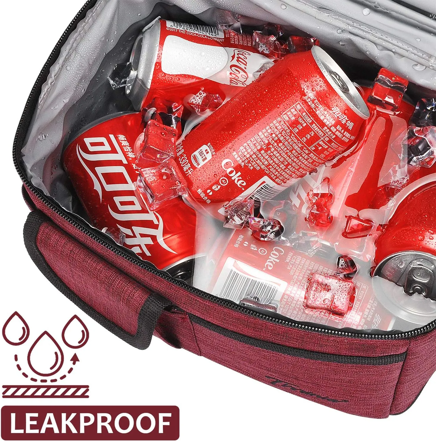 Tirrinia Insulated Lunch Bag for Women Men, Leakproof Thermal Bento Lunch Box, 2-Compartment Lunch Cooler for Adults Work, Office, Durable Lunch Tote 10.2" x 7.5" x 9", Red