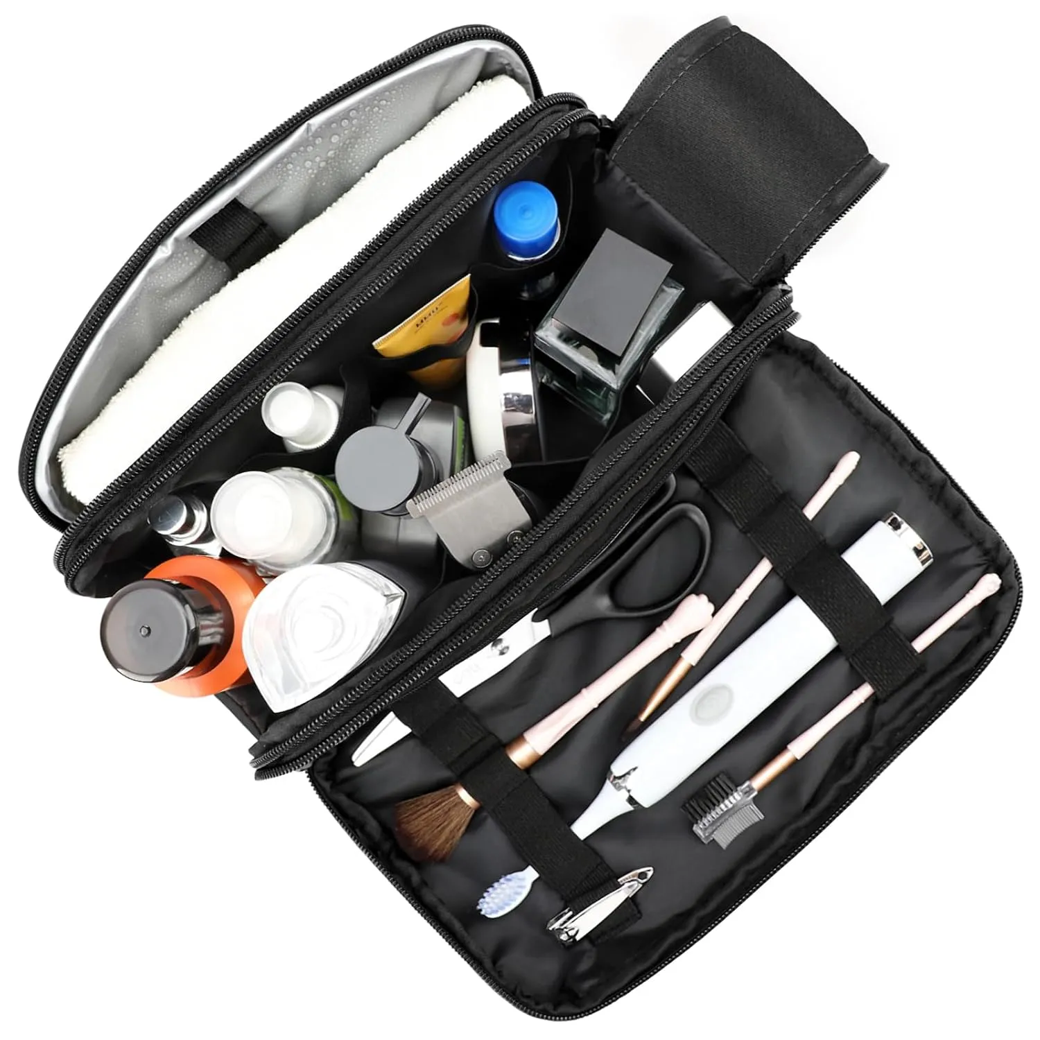 Toiletry Bag for Men, Travel Organizer Leather Dopp Kit Water-resistant Shaving Bag for Toiletries Accessories… (Black)
