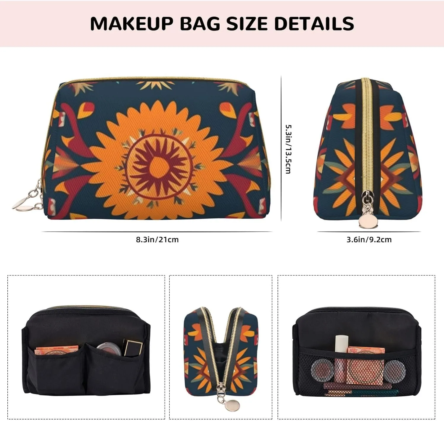 Toiletry Bag for Women Men Dopp Kit Travel Makeup Bag Mexican Folk Art Patterns Make Up Organizers Cosmetic Bag