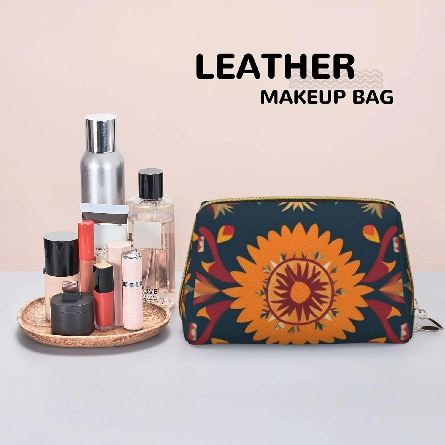 Toiletry Bag for Women Men Dopp Kit Travel Makeup Bag Mexican Folk Art Patterns Make Up Organizers Cosmetic Bag