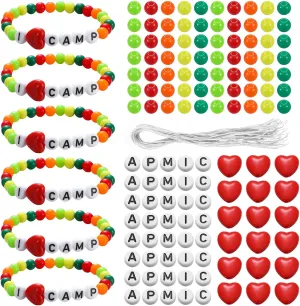Tondiamo 36 Sets Summer Camp Crafts Camping Party Favors I Love Camp Beaded Bracelet Craft Kit Colorful Travel Camping Wristband Beads Bulk for Birthday Classroom School Rewards Activities