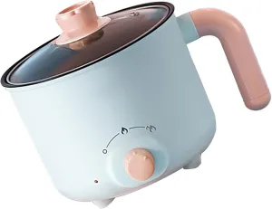 TOPINCN Electric Cooking Pot, Anti Dry Burning Simple Electric Noodle Cooker Rapid Heating Compact Portable for Household (Non Stick (with Stainless Steel Steam Pot))