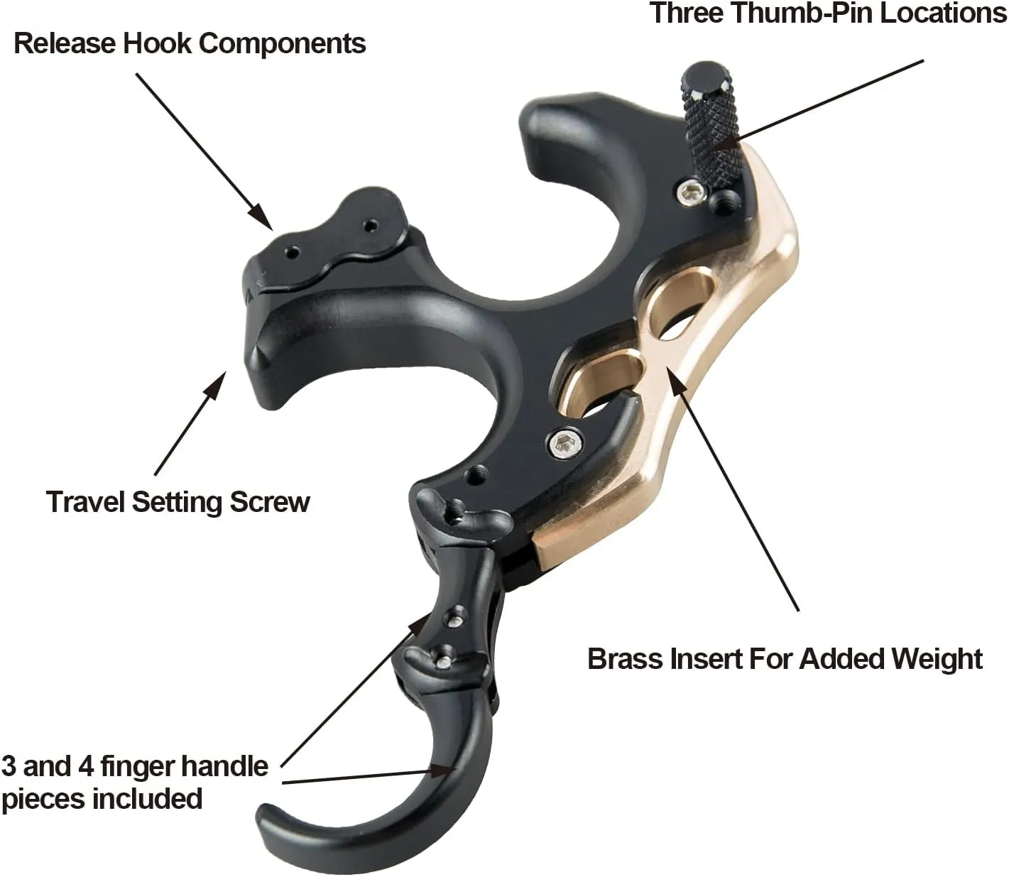 TOPOINT ARCHERY TP462 Back Tension Bow Release3 or 4 Finger Aluminum Release Aid Automatic Archery Caliper for Target Compound Bow