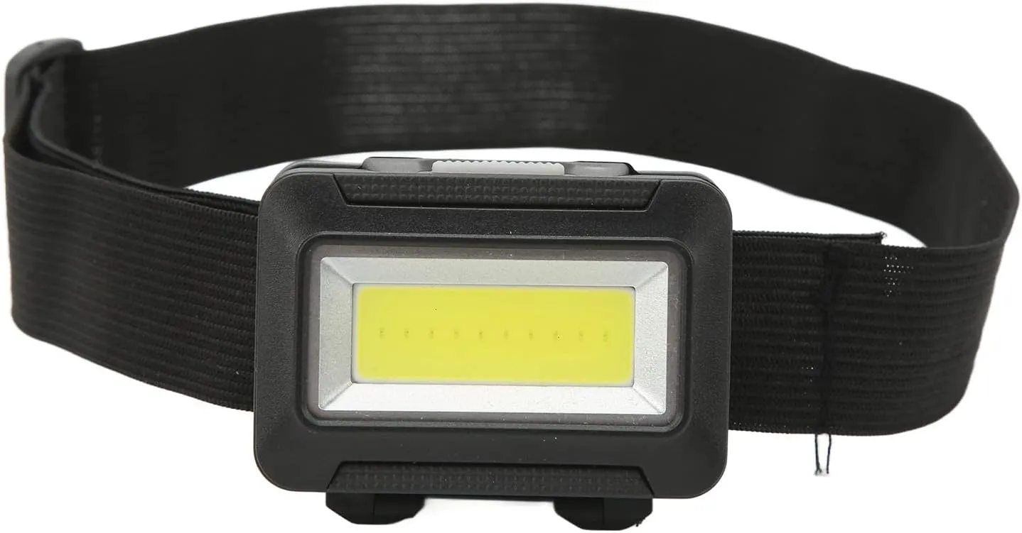 Topyond Headlamp, ABS Flashlight, Waterproof Battery Powered Ultra Bright COB Head Mounted Flashlight with Comfortable Headband for Outdoor Camping, BlackGift for Mothers Day