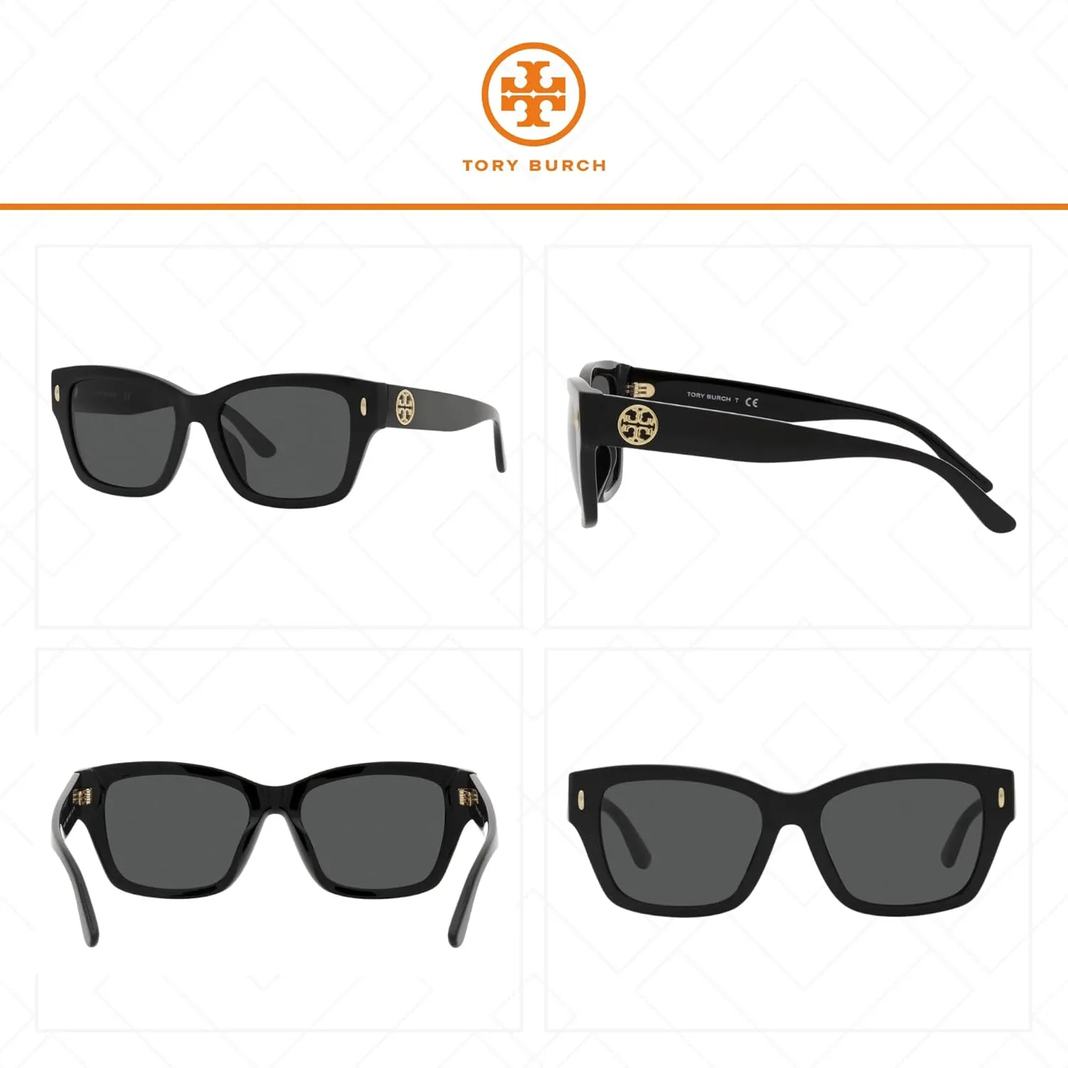 Tory Burch TY7167 Rectangular Sunglasses for Women   BUNDLE With Designer iWear Eyewear Kit