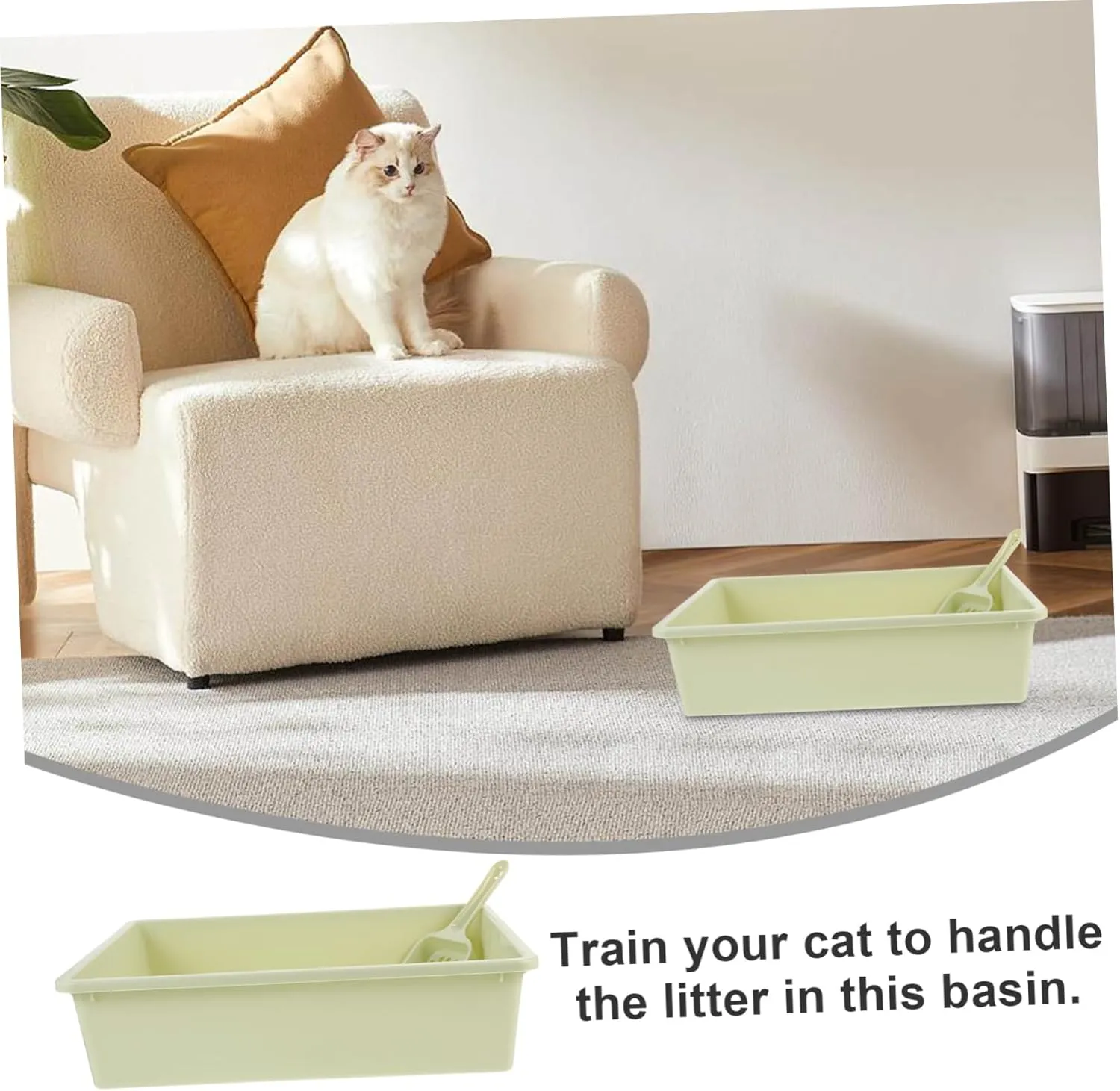 Totority 1 Set Open Style Cat Litter Box Durable Material Portable Design with Litter Shovel Pet Toilet for Indoor Travel Use Compact for Cats