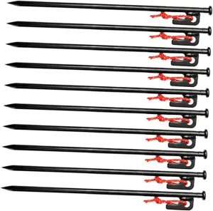 Totority Tent Stake Bag Included 10pcs Metal Tent Pegs Heavy Duty Camping Stakes Easy to Use for Outdoor Camping Garden Beach