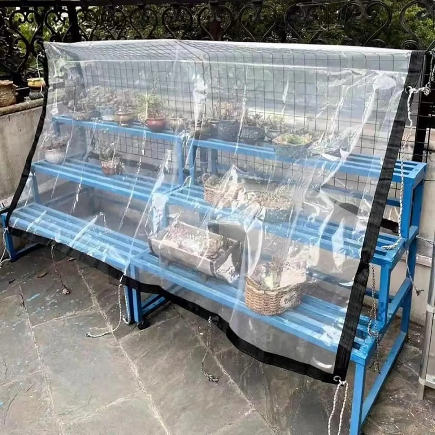 Transparent Waterproof Tarpaulin,2 * 3m 3 * 5m 5 * 8m 8 * 10m Windproof Clear Plastic Tarps,for Patio Pergola Garden Canopy,Clear Greenhouse Heavy Duty Tarp(7x16 ft(2x5m))