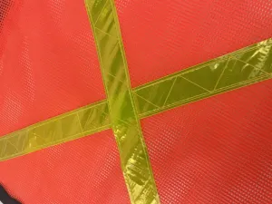 Transport Bright Orange Warning Mesh Safety Flag with Reflective High Visibility X - Includes Rubber Tarp Straps and Hooks - 18 inch by 18 inch (2 Pack)