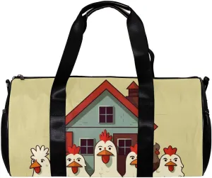 Travel Bag,Mens Gym Bag,Womens Gym Bag,Cartoon Chickens Rooster,Sports Bag