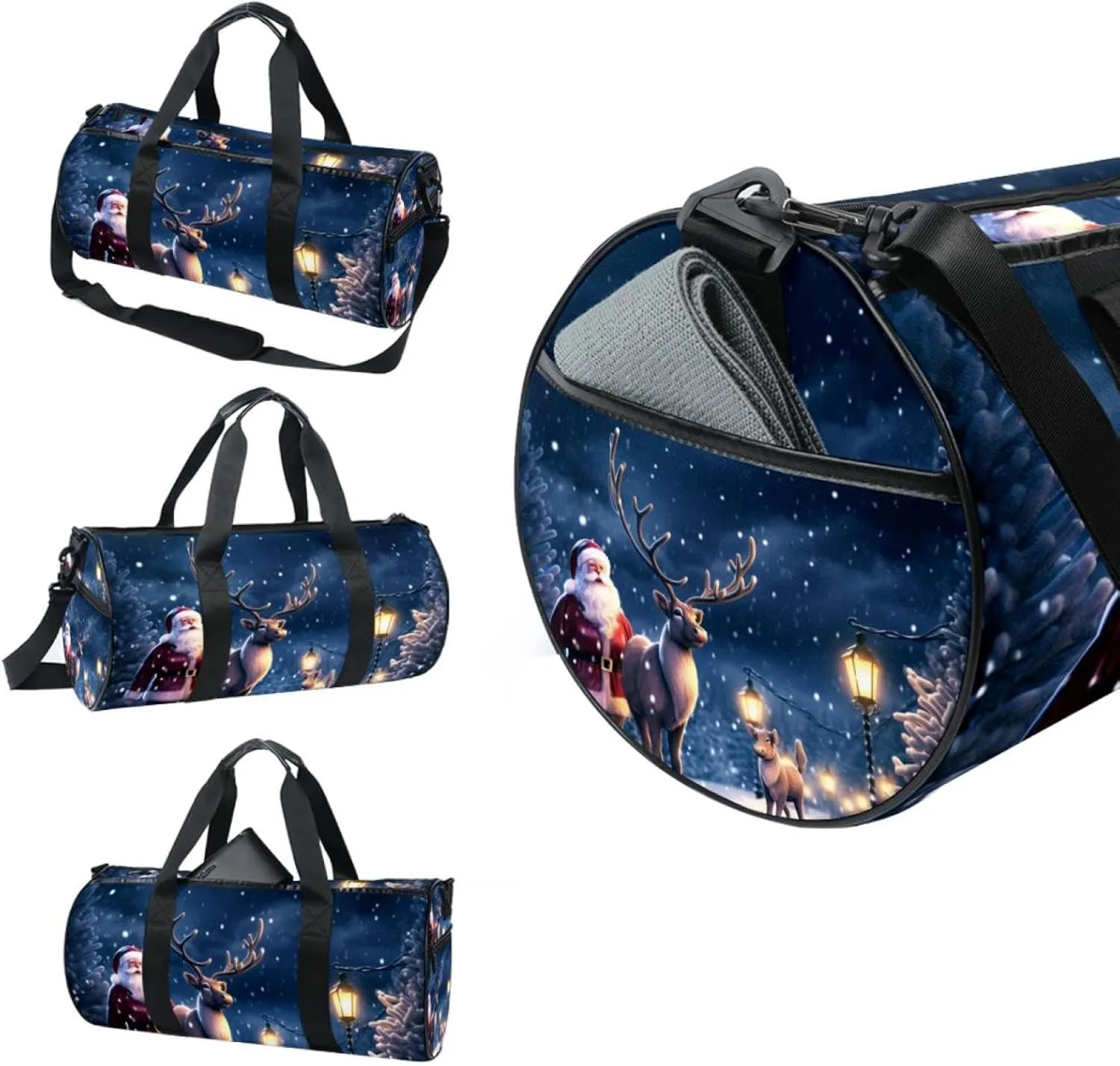 Travel Bag,Mens Gym Bag,Womens Gym Bag,Cartoon Deer Santa Claus,Sports Bag