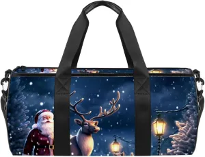 Travel Bag,Mens Gym Bag,Womens Gym Bag,Cartoon Deer Santa Claus,Sports Bag