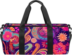 Travel Bag,Mens Gym Bag,Womens Gym Bag,Colorful Paisley Ethnic Floral,Sports Bag