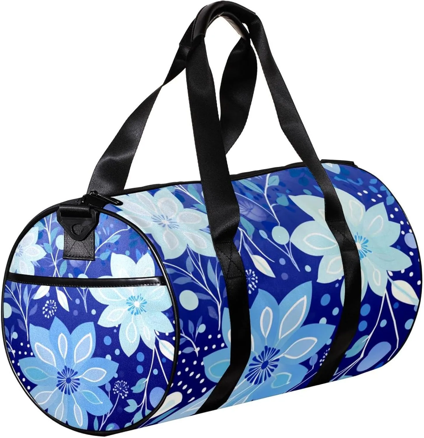 Travel Bag,Mens Gym Bag,Womens Gym Bag,Flower Gray Blue,Sports Bag