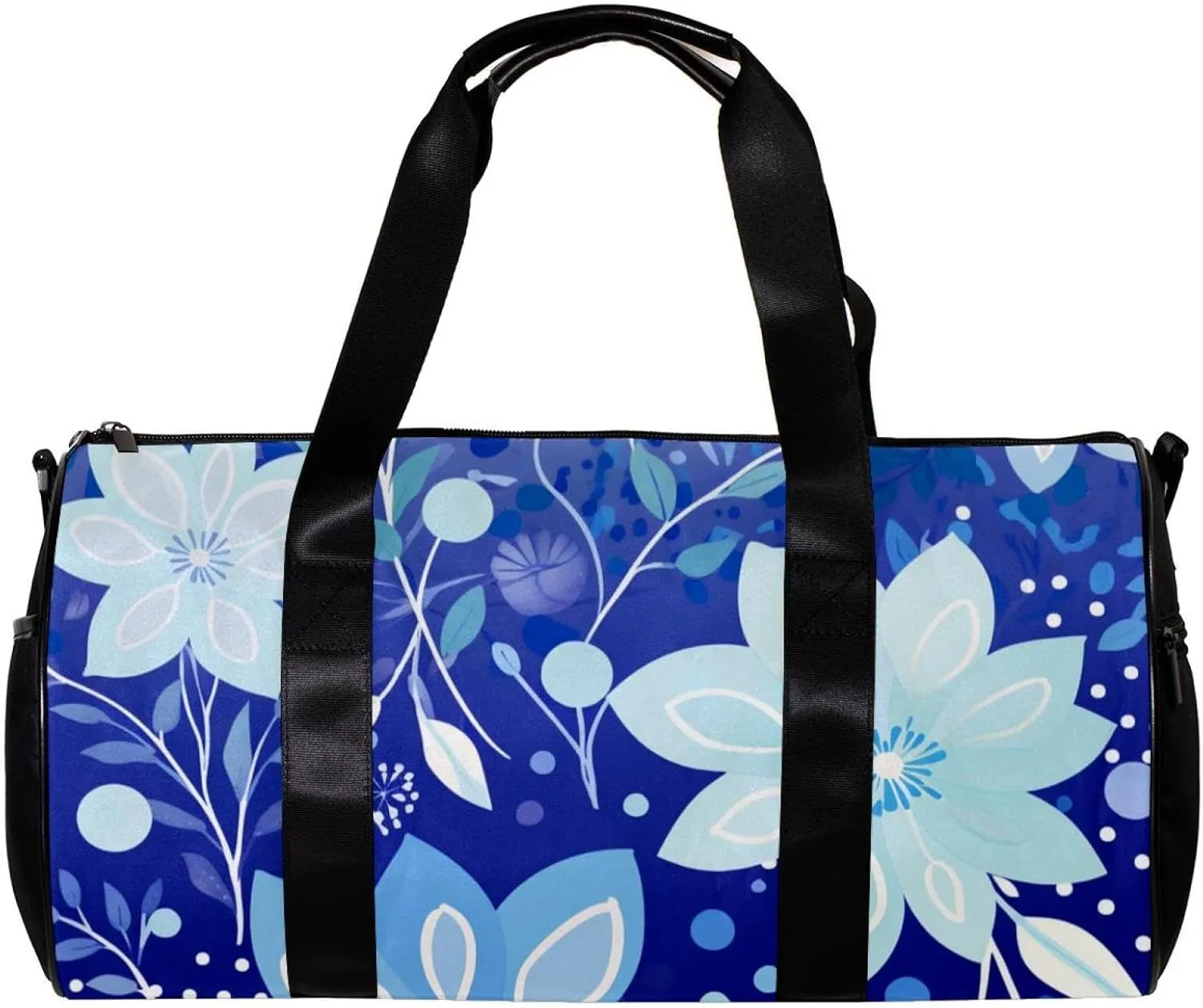 Travel Bag,Mens Gym Bag,Womens Gym Bag,Flower Gray Blue,Sports Bag